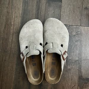 Gray Suede Slip-On Clogs